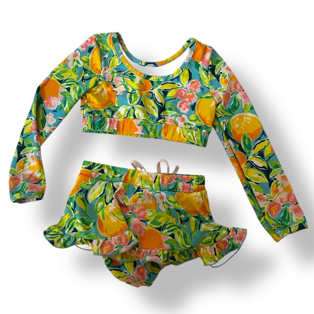 SweetHoney Green and Yellow Rashguard Set like new!! Sz3t